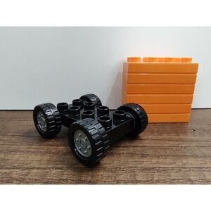 LEGO Duplo Lot Black Car Base 2x8 Six 2x6 Thin Orange Building Bricks A8